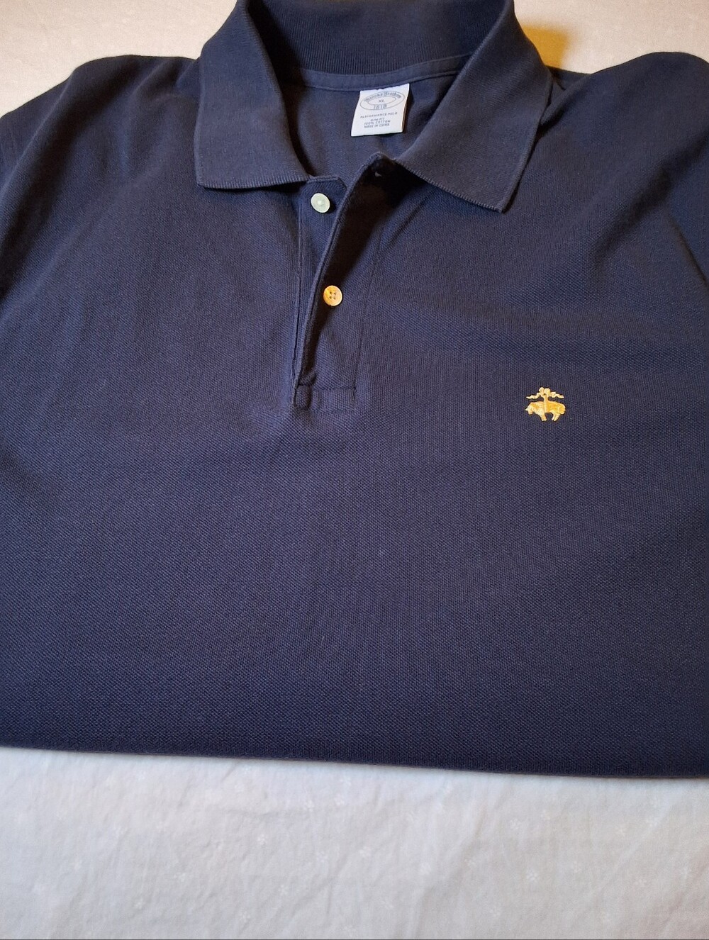 Brooks Brothers Navy Polo with Gold Embroidered Crest